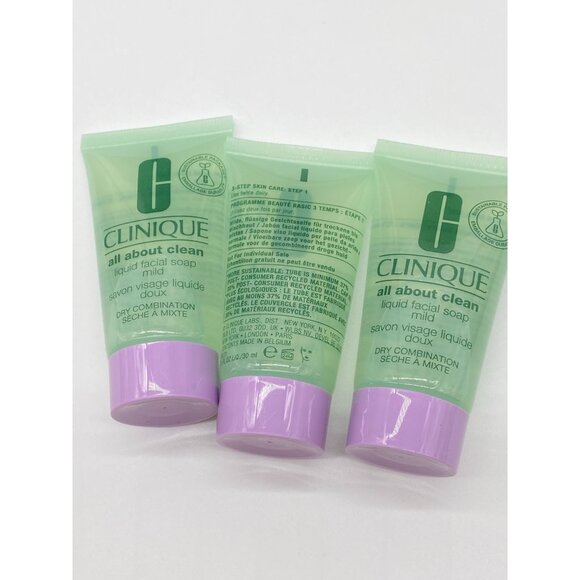 3 Clinique All About Clean Liquid Facial Soap Mild Mini 1 oz - Picture 4 of 10